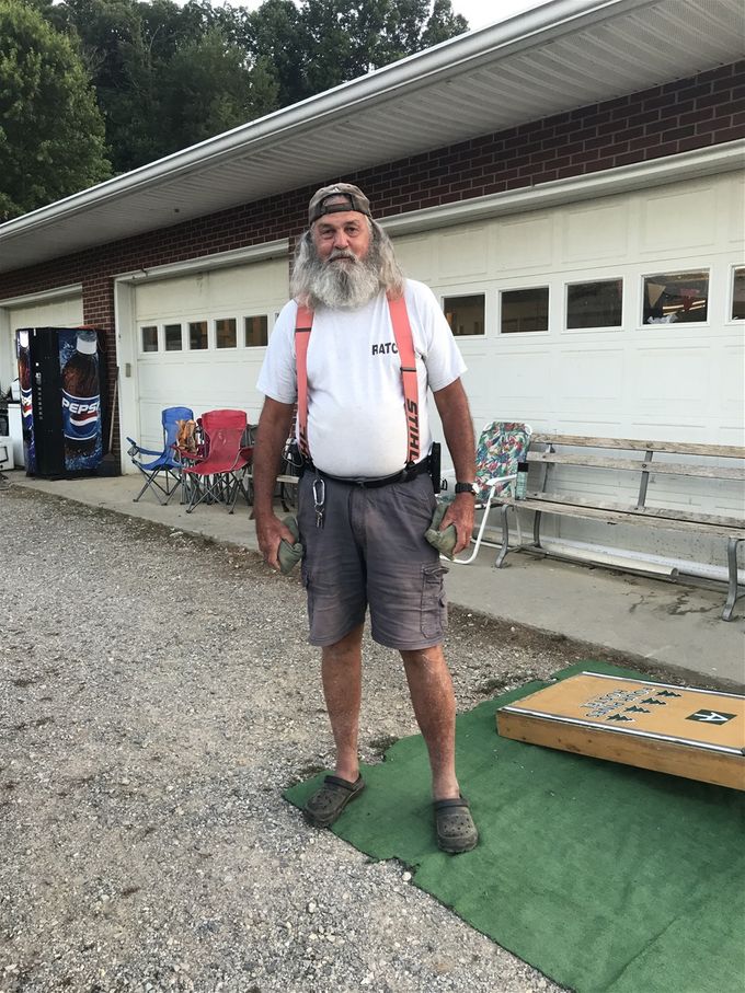 Joe the owner of 4 Pines, a quiet and unassuming man of few words that cares about hikers.....and the best corn hole player I have ever seen.