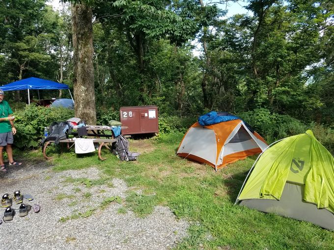 Last night on the trail at Loft Mtn. campground in the Shenandoah National Park. What a luxury to have a picnic table AND a bear box on site......but I still prefer wilderness camping.